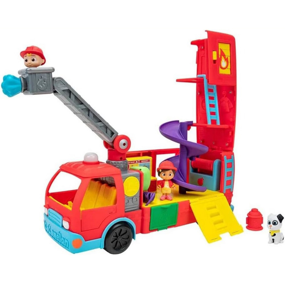Игровой набор Feature Vehicle Пожарная машина-трансформер CoComelon CMW0220 с аксессуарами