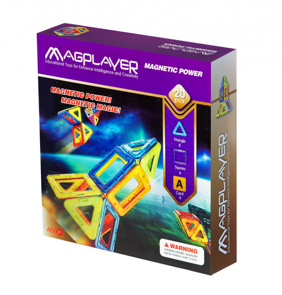 Конструктор Magplayer магнитный набор 20 эл. MPA-20