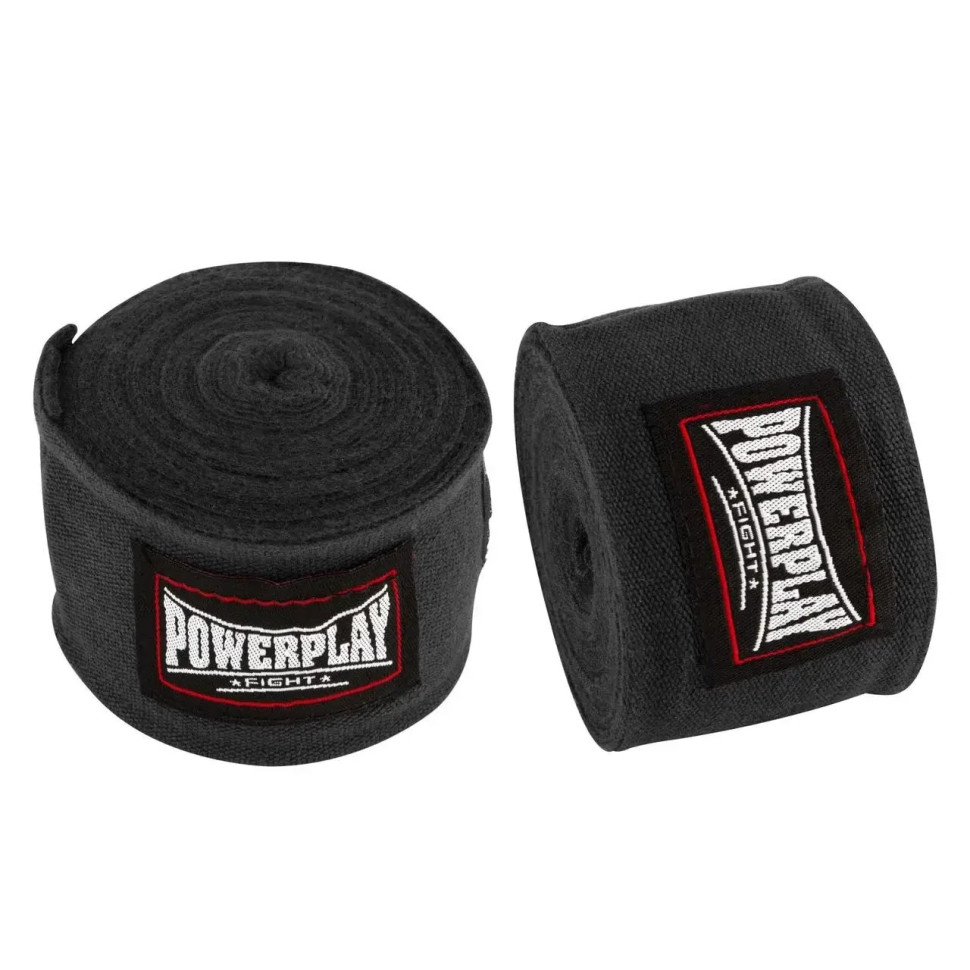 Бинти для боксу PowerPlay PP_3046_4m_Black, Чорні (4м)