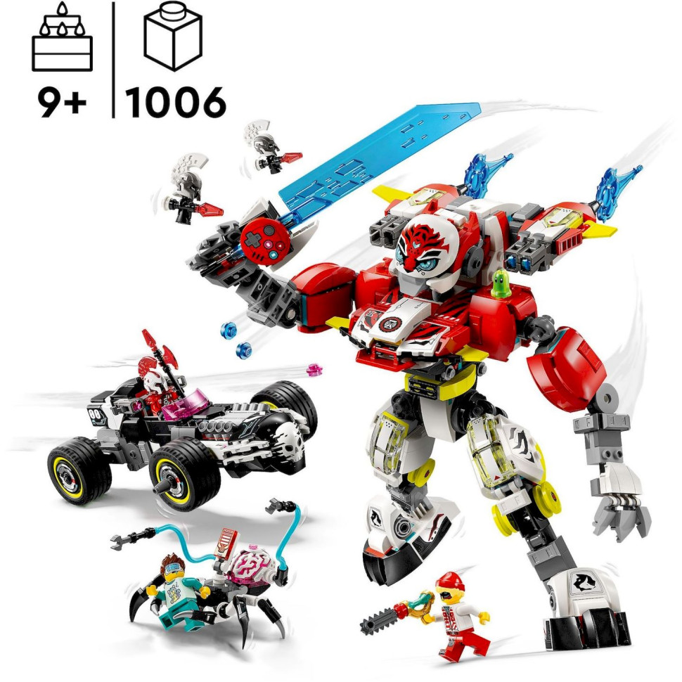 Конструктор LEGO DREAMZzz Робот-тигр Купера и Хот-род авто Зеро 71497, 1006 деталей