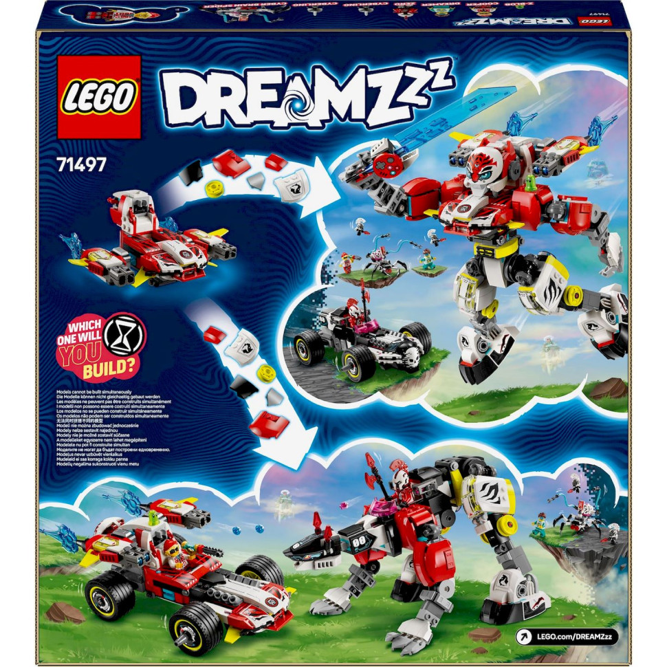 Конструктор LEGO DREAMZzz Робот-тигр Купера и Хот-род авто Зеро 71497, 1006 деталей