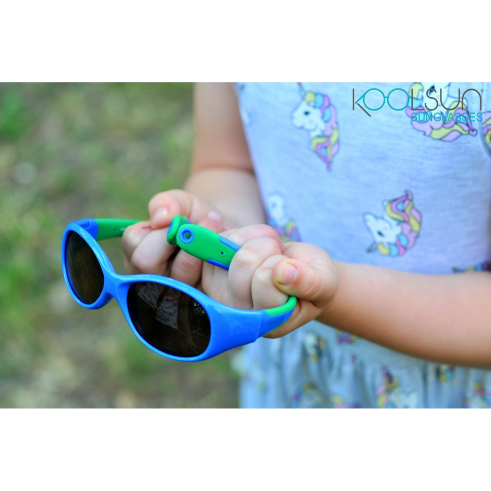 Детские солнцезащитные очки Koolsun сине-зеленые серии Flex (Размер: 3+) KS-FLRS003