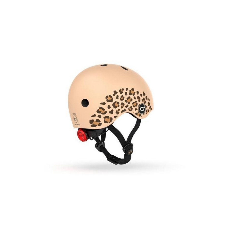 Шолом захисний дитячий Scoot and Ride SR-181206-LEOPARD, леопард, з ліхтариком, 45-51 см