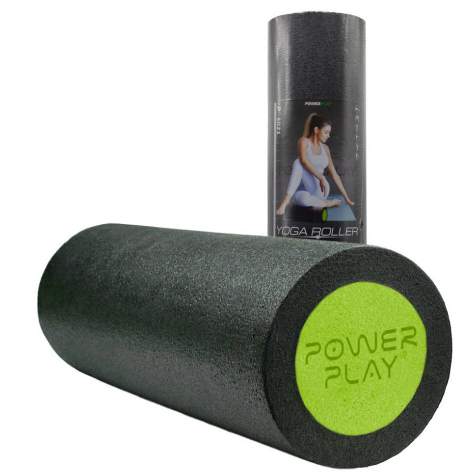 Масажний ролик (ролер) гладкий Fitness Roller PowerPlay PP_4021_BL/Green_(45*15) 45 х 15 см