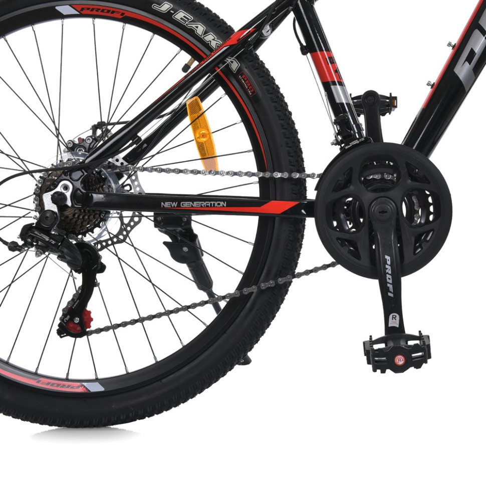 Велосипед PROF1 MTB2602-2, 26 дюймов, алюминиевая рама 13 Shimano 21SP черно-красный
