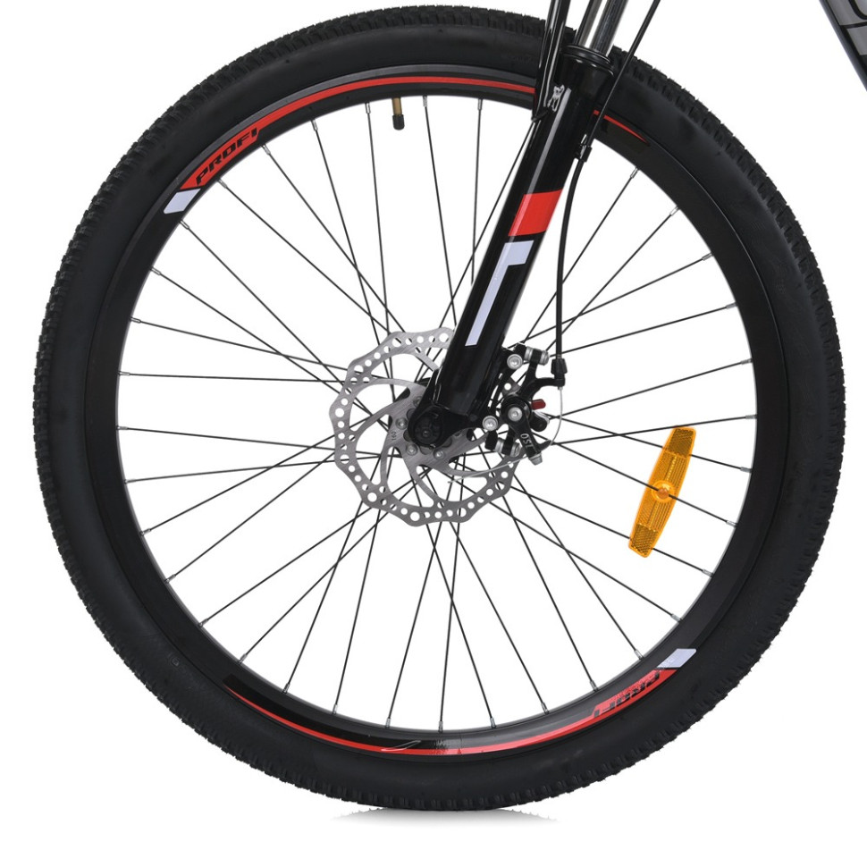 Велосипед PROF1 MTB2602-2, 26 дюймов, алюминиевая рама 13 Shimano 21SP черно-красный