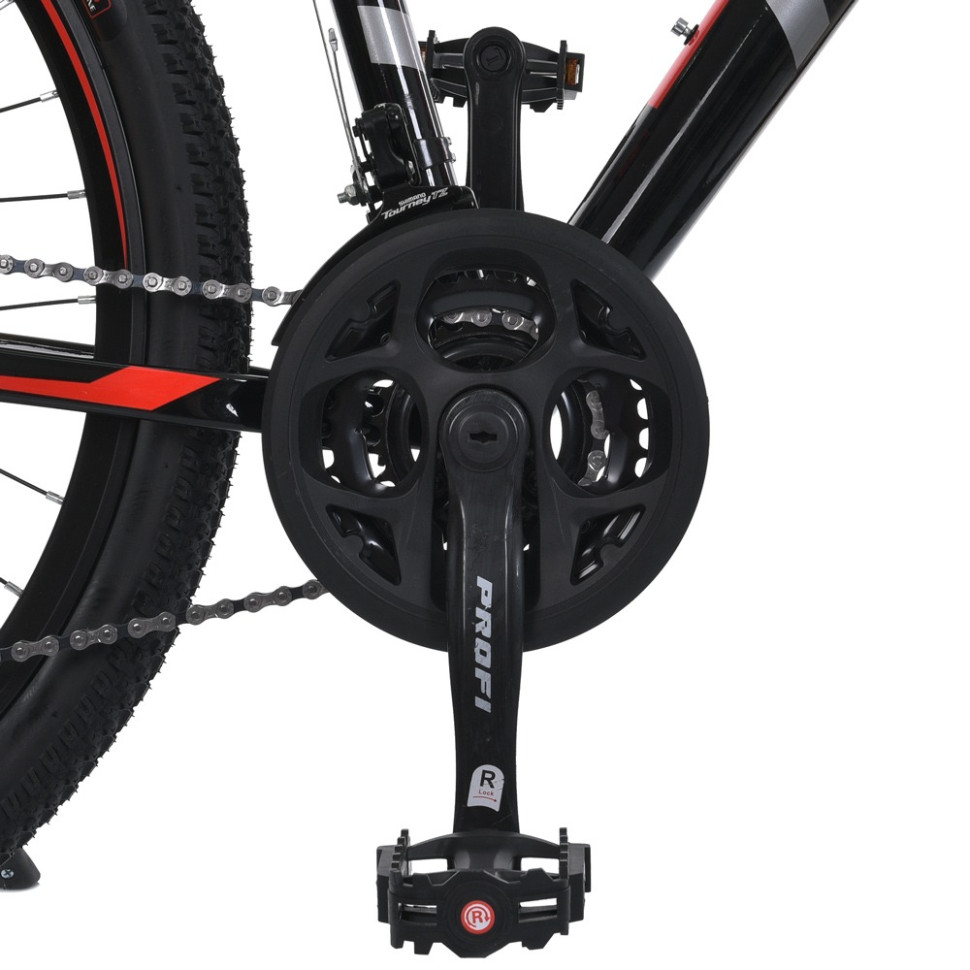 Велосипед PROF1 MTB2602-2, 26 дюймов, алюминиевая рама 13 Shimano 21SP черно-красный