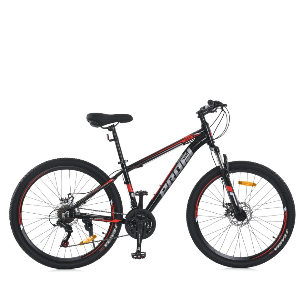 Велосипед PROF1 MTB2602-2, 26 дюймов, алюминиевая рама 13 Shimano 21SP черно-красный