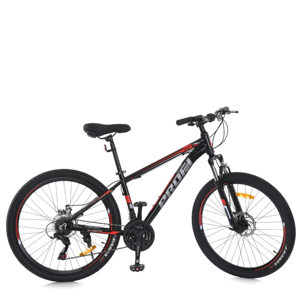 Велосипед PROF1 MTB2602-2, 26 дюймов, алюминиевая рама 13 Shimano 21SP черно-красный