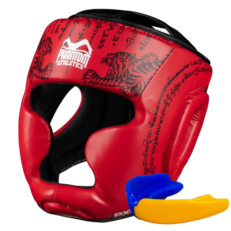 Боксерский шлем Muay Thai Full Face Phantom PHHG2682 Red (капа в подарок)