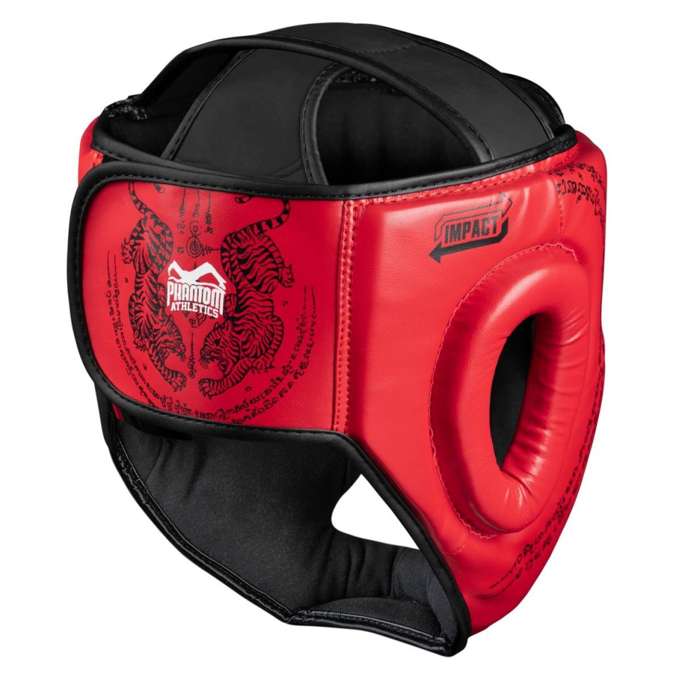 Боксерский шлем Muay Thai Full Face Phantom PHHG2682 Red (капа в подарок)