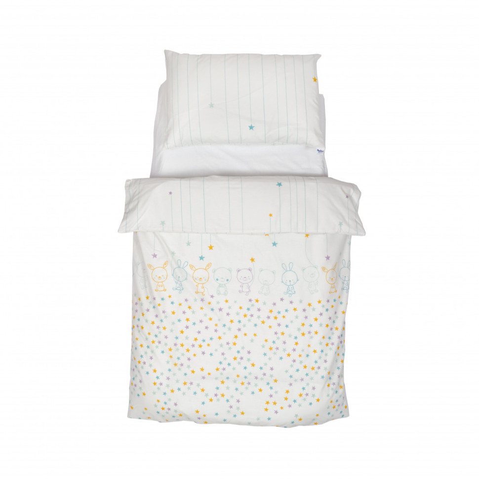 Дитячий постільний комплект Bunnies mint Twins 5091-OL-022 Organic Line 5 елементів