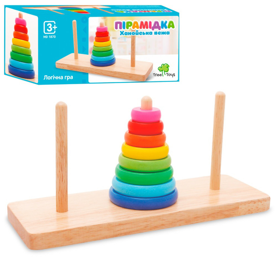 Деревянная игрушка Пирамидка Limo Toy MD 1870, 8 колец
