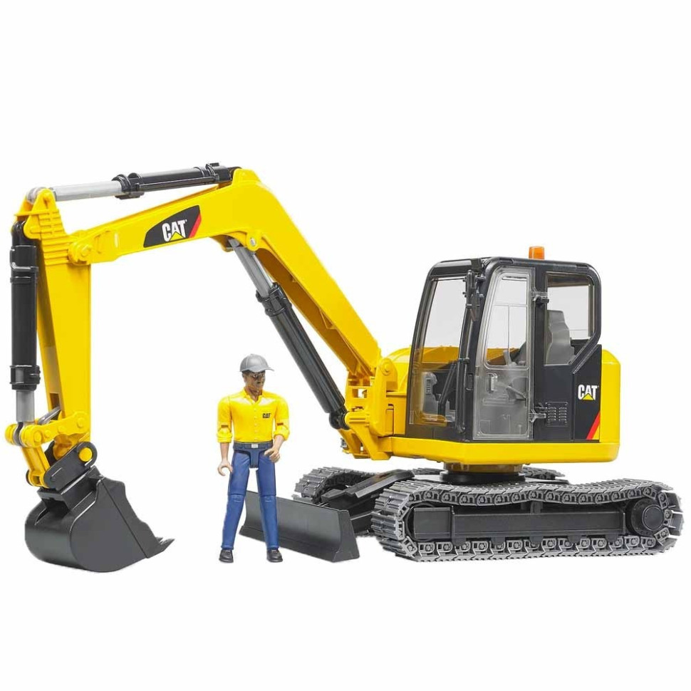 Іграшковий міні-екскаватор Cat Bruder 02466 (1:16) з фігуркою