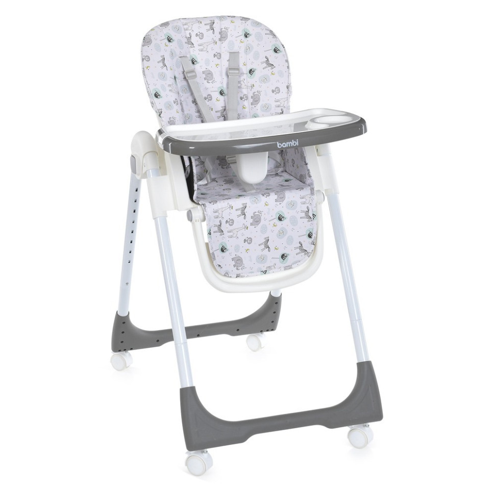 Стульчик Bambi M 5673-11, 5-ти точечный, экокожа, серый