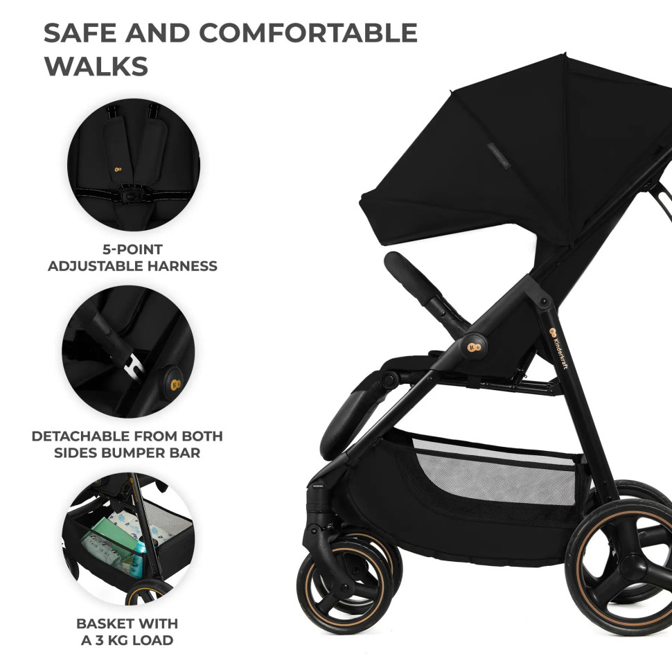 Прогулочная детская коляска Trig 3 Onyx Black Kinderkraft KSTRIG03BLK0000
