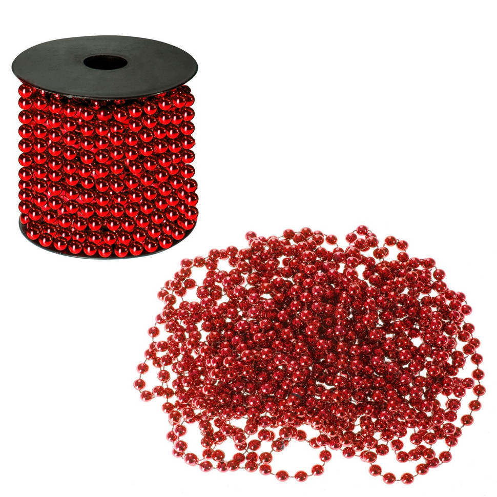 Намисто на ялинку новорічне Springos CA0057 d=8 мм, 10 м, Red