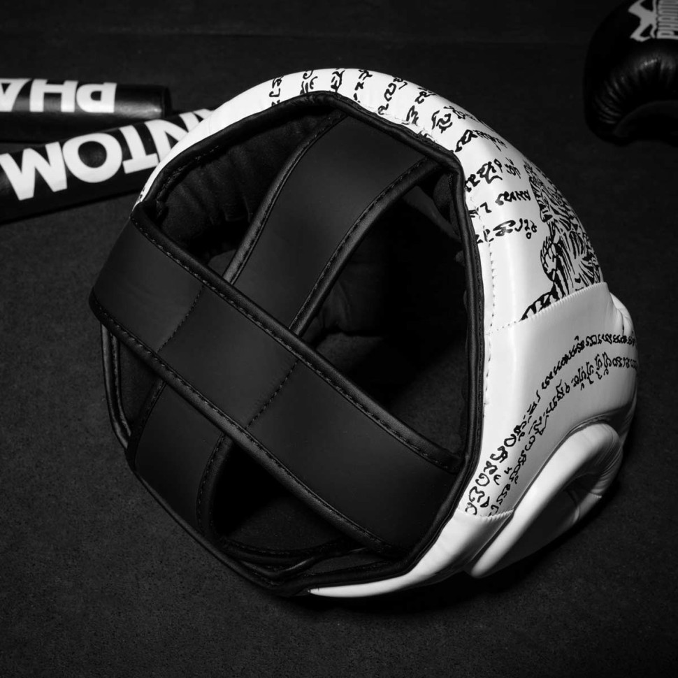Боксерский шлем Muay Thai Full Face Phantom PHHG2680 White (капа в подарок)