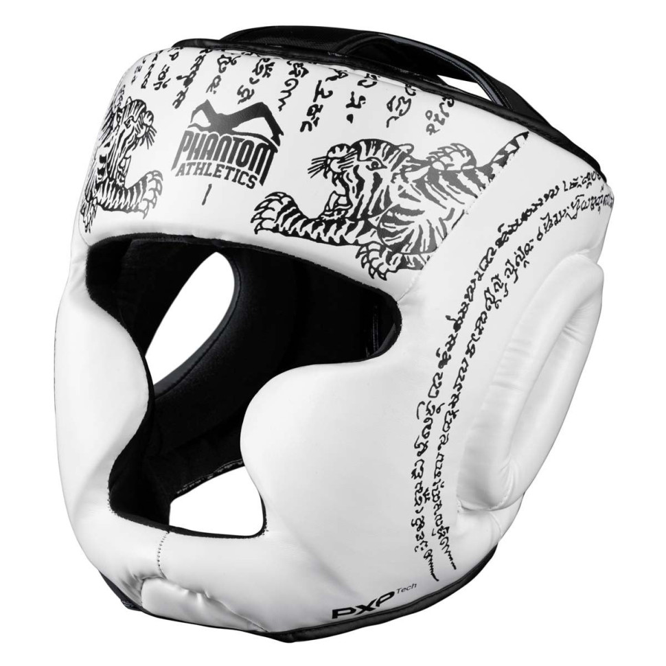 Боксерский шлем Muay Thai Full Face Phantom PHHG2680 White (капа в подарок)