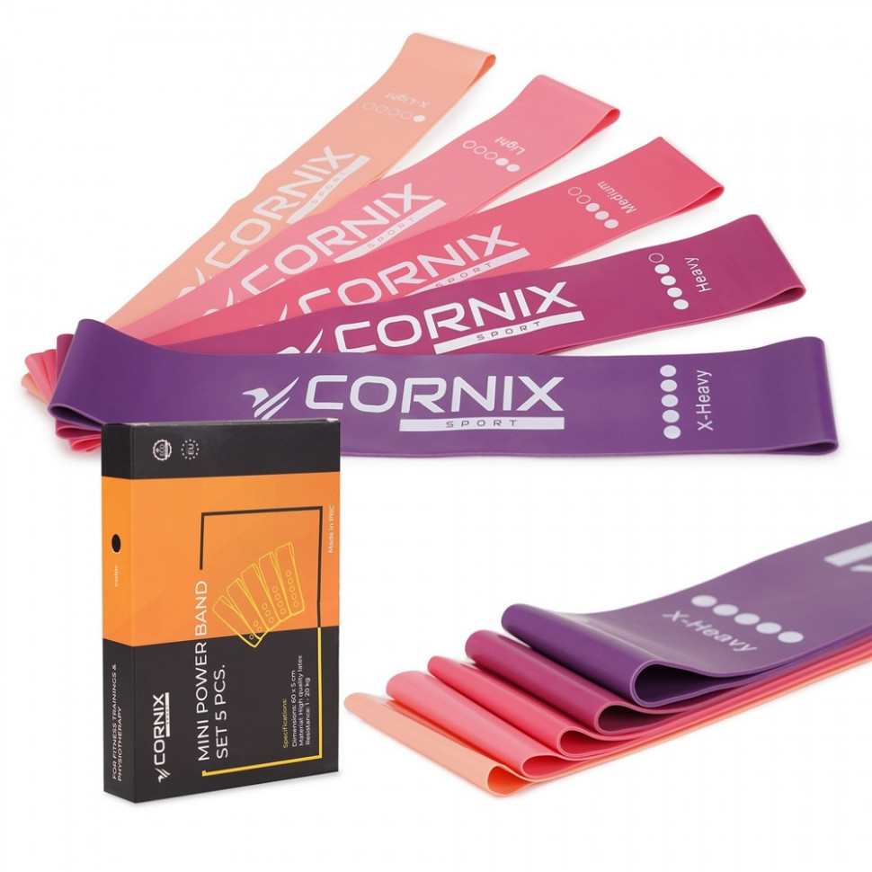 Резинки для фитнеса Mini Power Band Cornix XR-0046, 5 шт 1-20 кг