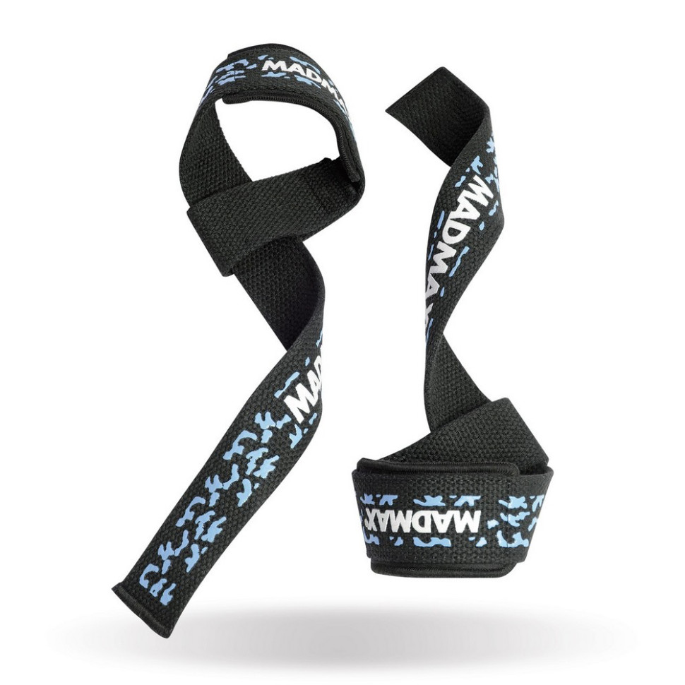 Лямки для тяги Camo Power Wrist Straps MadMax MFA-275-BLU-U, Camo/Light, Blue