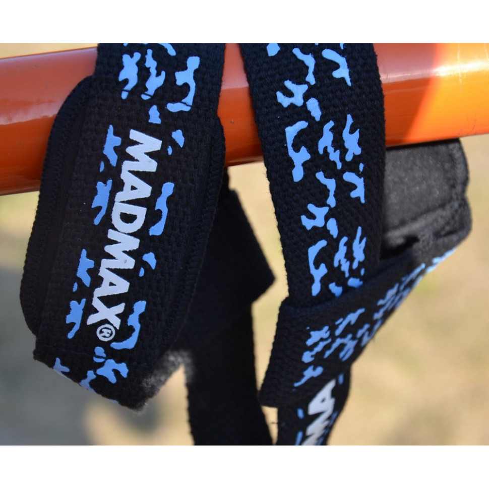 Лямки для тяги Camo Power Wrist Straps MadMax MFA-275-BLU-U, Camo/Light, Blue