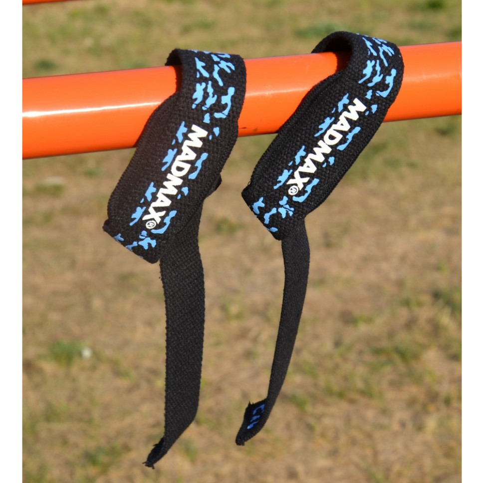 Лямки для тяги Camo Power Wrist Straps MadMax MFA-275-BLU-U, Camo/Light, Blue