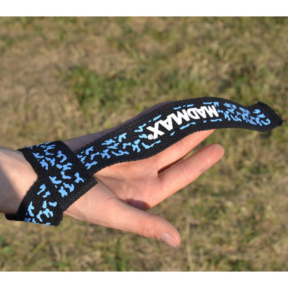 Лямки для тяги Camo Power Wrist Straps MadMax MFA-275-BLU-U, Camo/Light, Blue