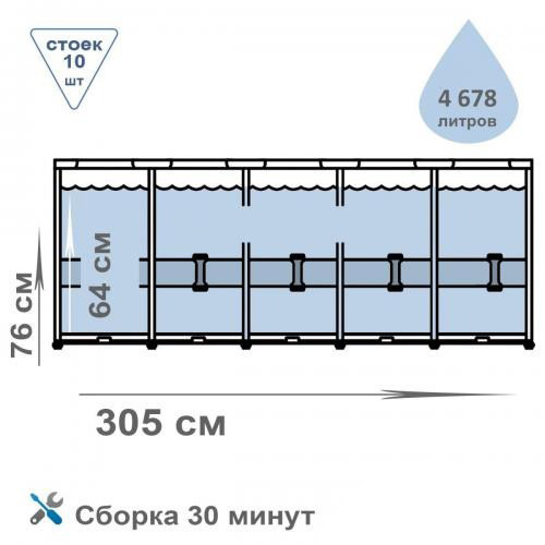 Бассейн каркасный круглый Bestway 56408, 305х76 см, фильтр-насос, ремкоплект