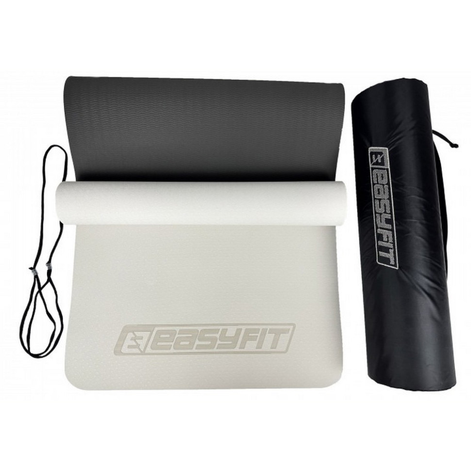 Килимок для йоги та фітнесу двошаровий EasyFit EF-1924E-GYBK, TPE+TC 6 мм