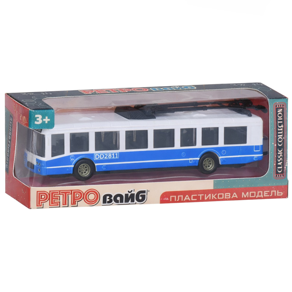 Іграшковий інерційний тролейбус Bambi 6336(Blue) гумові колеса, 17 см