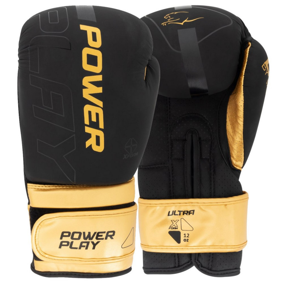 Боксерские перчатки 3024 Ultra Mat PowerPlay PP_3024_8oz_Bl/Gold, размер 8 унций
