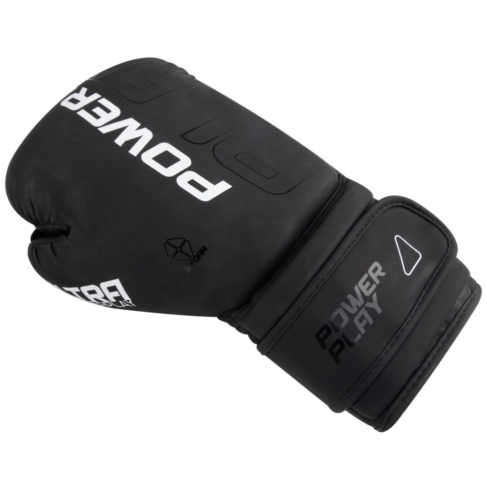 Боксерські рукавички 3024 Ultra Mat PowerPlay PP_3024_16oz_Bl/White, Чорно-Білі 16 унцій