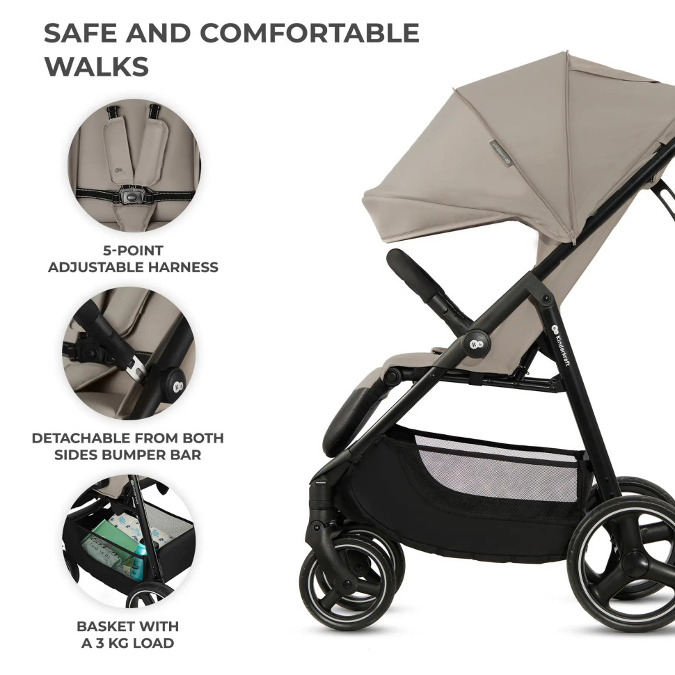 Прогулочная детская коляска Trig 3 Stone Beige Kinderkraft KSTRIG03BEG0000