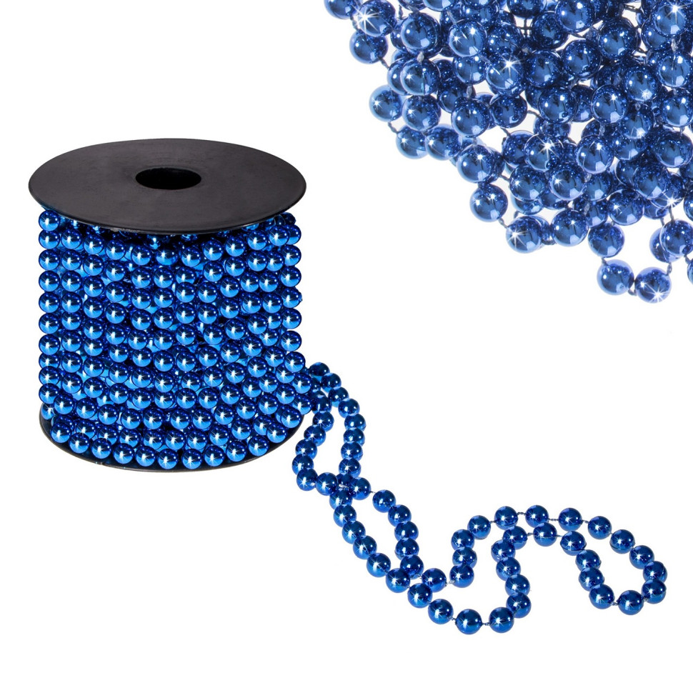 Намисто на ялинку новорічне Springos CA0059 d=8 мм, 10 м, Blue