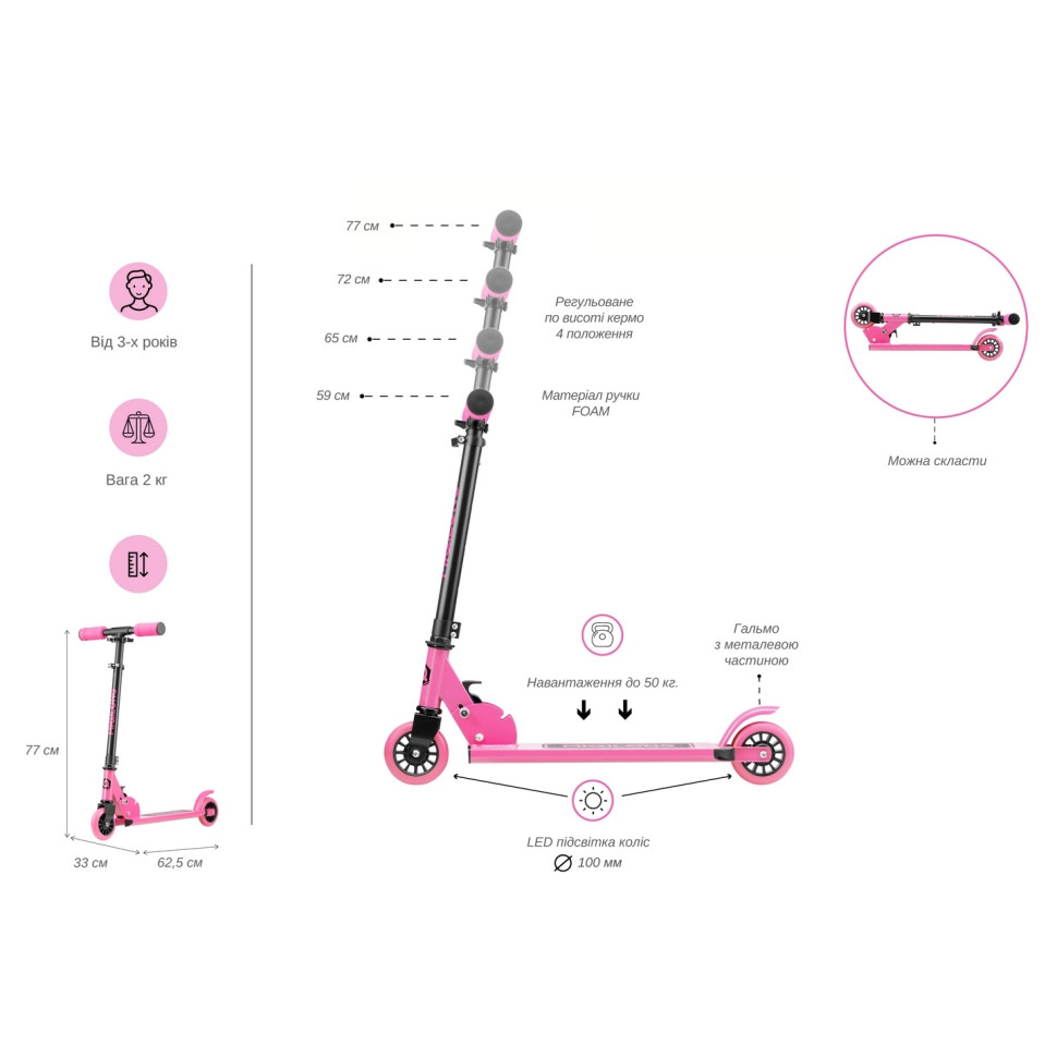Самокат Miqilong Cart Розовый CART-100-PINK
