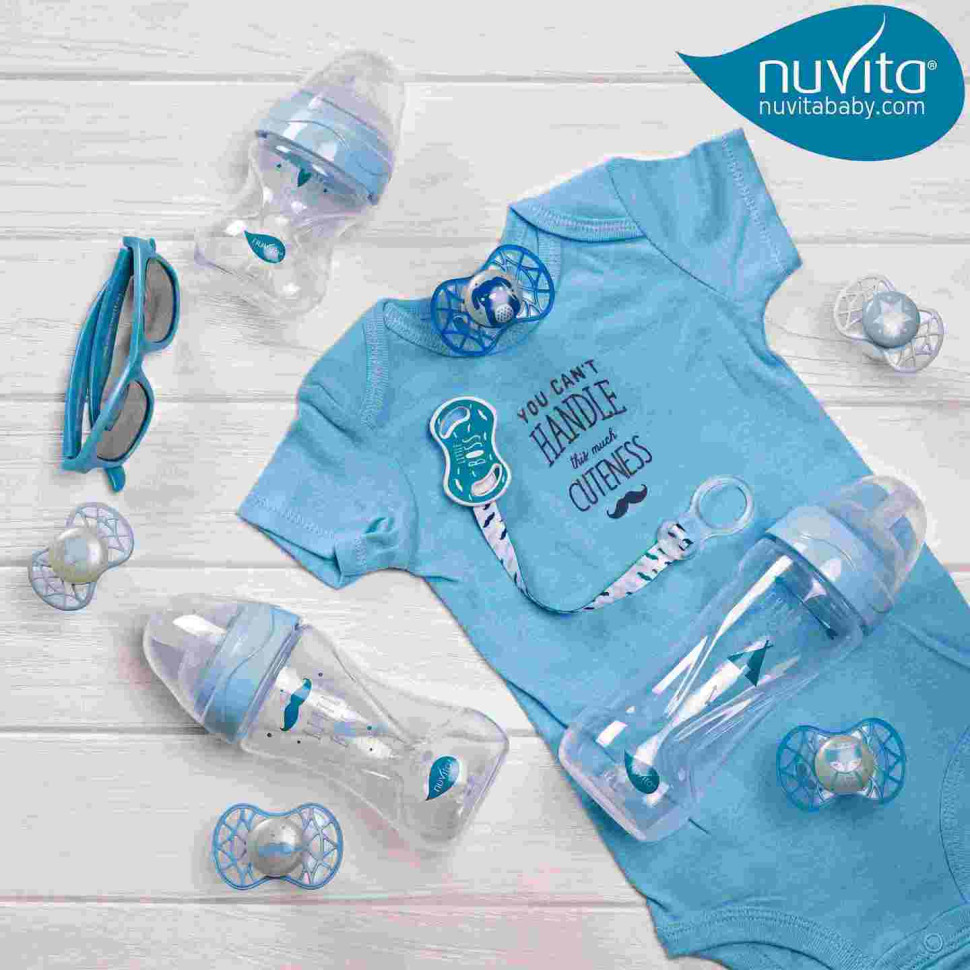 Дитяча пляшечка Nuvita 6051 Mimic Collection 330мл 4+ Антиколікова синя NV6051AZZURO
