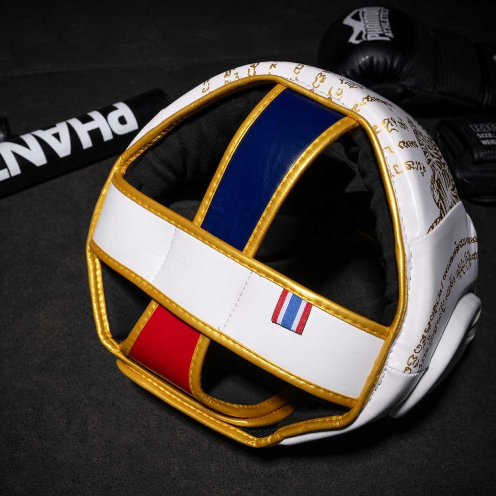 Боксерський шолом Muay Thai Full Face Phantom PHHG2683 White Gold (капа в подарунок)