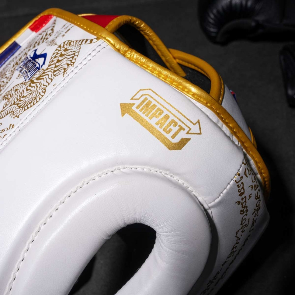 Боксерський шолом Muay Thai Full Face Phantom PHHG2683 White Gold (капа в подарунок)