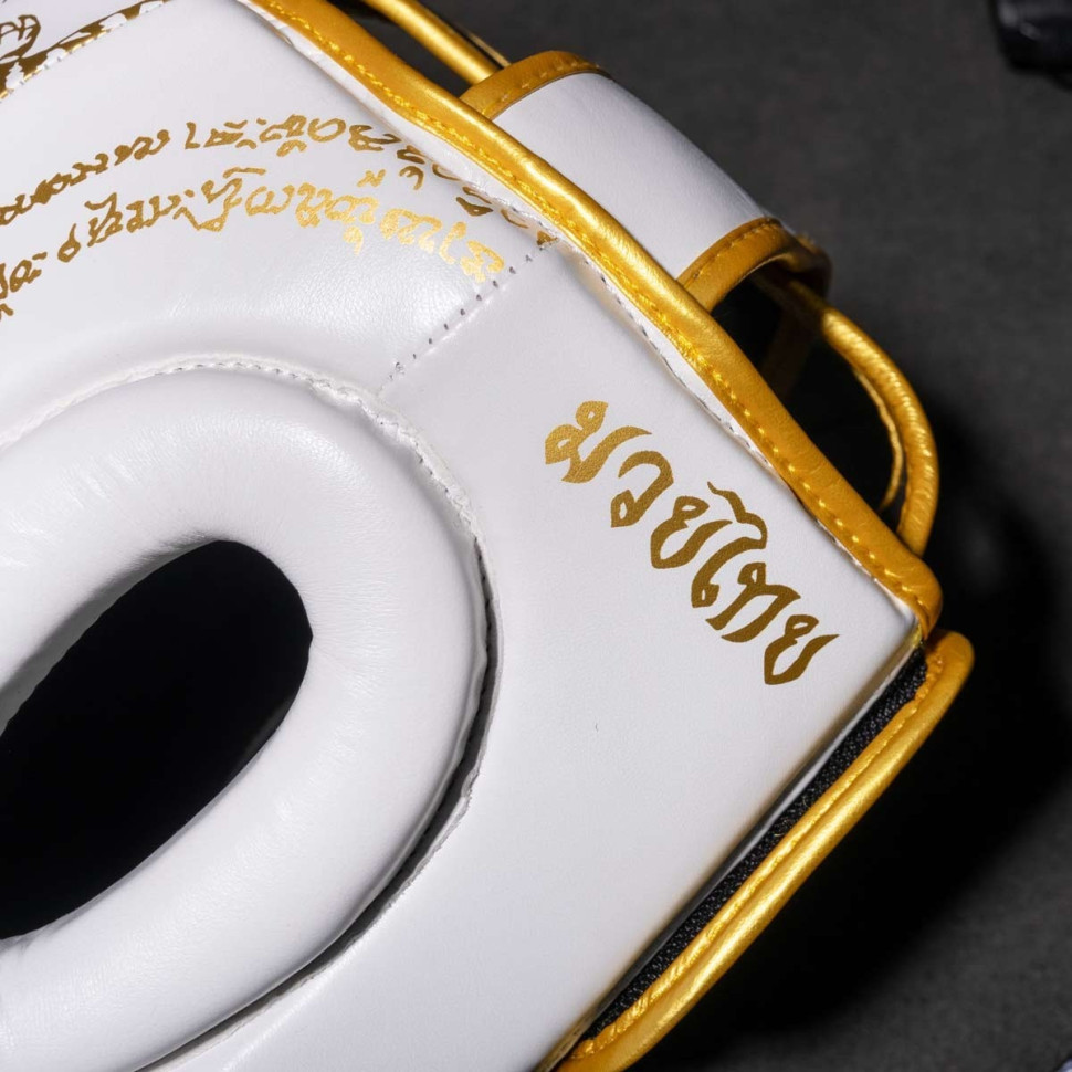 Боксерський шолом Muay Thai Full Face Phantom PHHG2683 White Gold (капа в подарунок)
