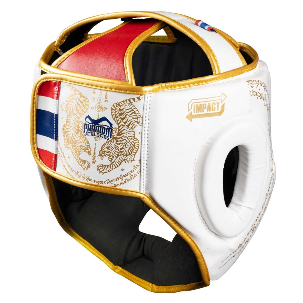 Боксерський шолом Muay Thai Full Face Phantom PHHG2683 White Gold (капа в подарунок)