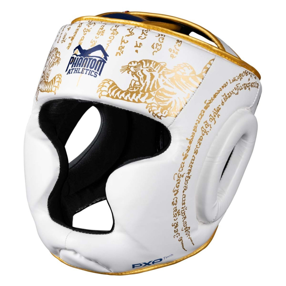 Боксерський шолом Muay Thai Full Face Phantom PHHG2683 White Gold (капа в подарунок)