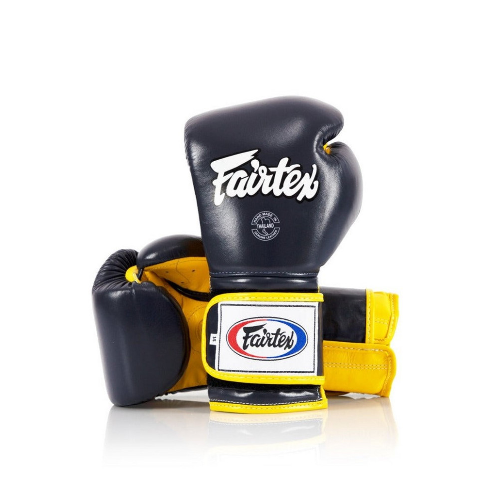 Боксерские перчатки BGV9 Mexican Fairtex BGV9_Mexican_14oz_Blue/Y 14 унций (бинты в комплекте)