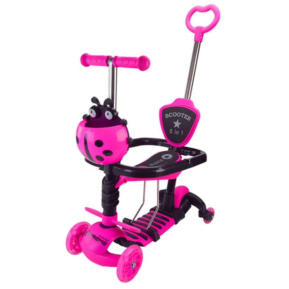 Самокат дитячий 3-х колісний Scooter Children's Bambi SC2501(Pink) 3в1 колеса що світяться, рожевий