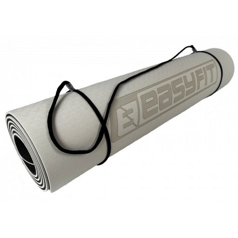 Коврик для йоги и фитнеса двухслойный EasyFit EF-1924-GYBK, TPE+TC 6 мм