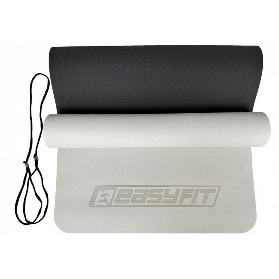 Коврик для йоги и фитнеса двухслойный EasyFit EF-1924-GYBK, TPE+TC 6 мм