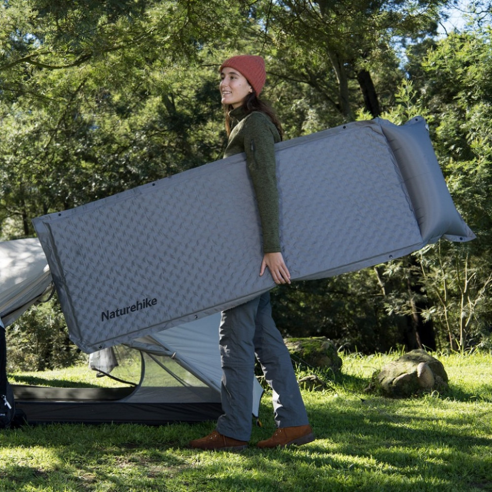 Килимок самонадувний одномісний з подушкою CNK2300DZ014 Naturehike 6976023923371, 60 мм, графіт