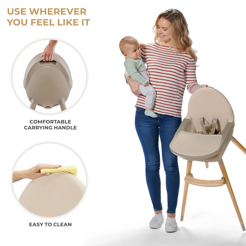 Дитячий стільчик для годування Fini 2 Kinderkraft KHFINI02BEG0000 Beige 2 в 1