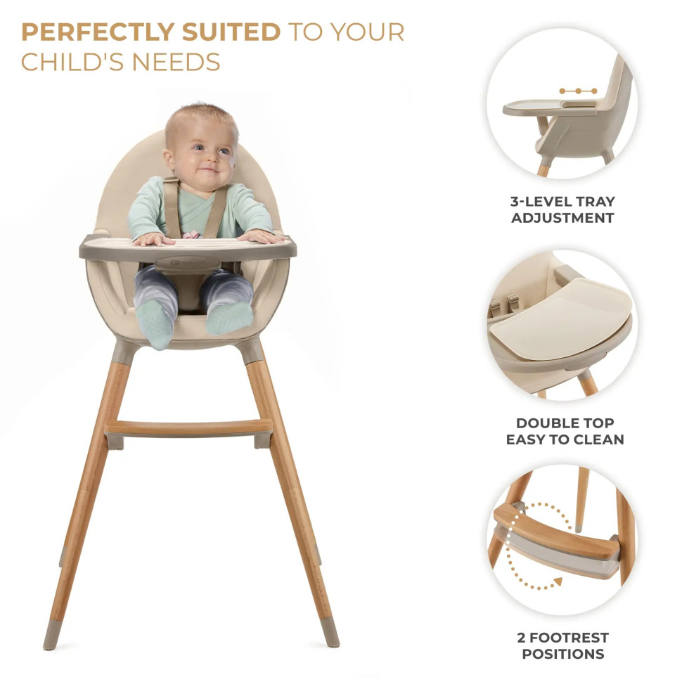 Дитячий стільчик для годування Fini 2 Kinderkraft KHFINI02BEG0000 Beige 2 в 1