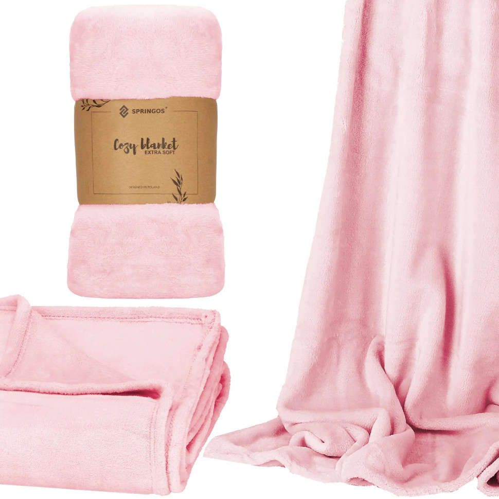 Плед-покрывало Extra Soft Springos HA7185 розовый 150x200 см